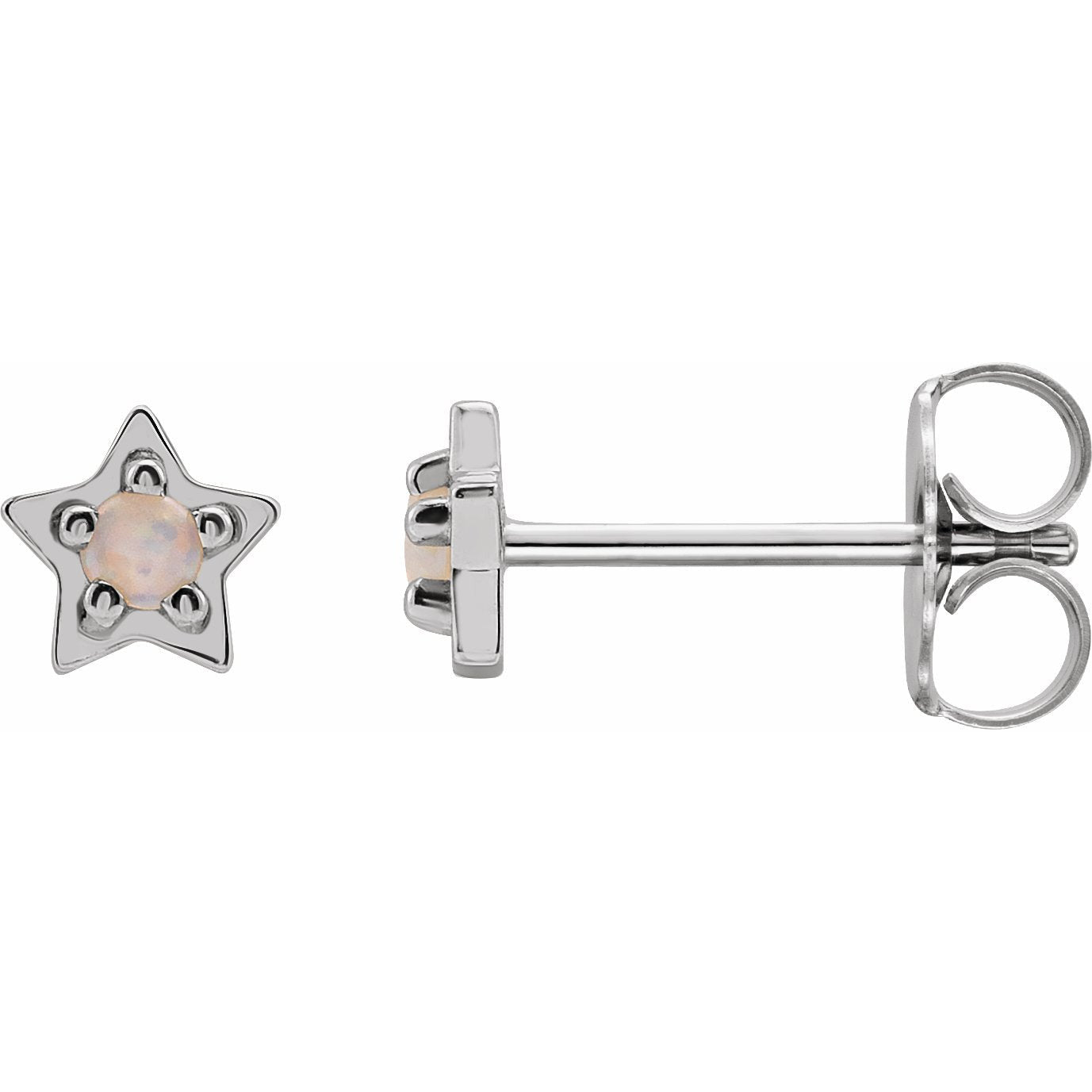 14K White Opal Star Earrings