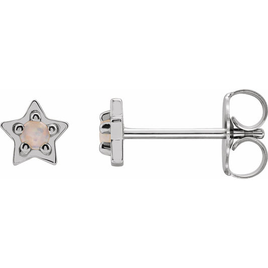 14K White Opal Star Earrings