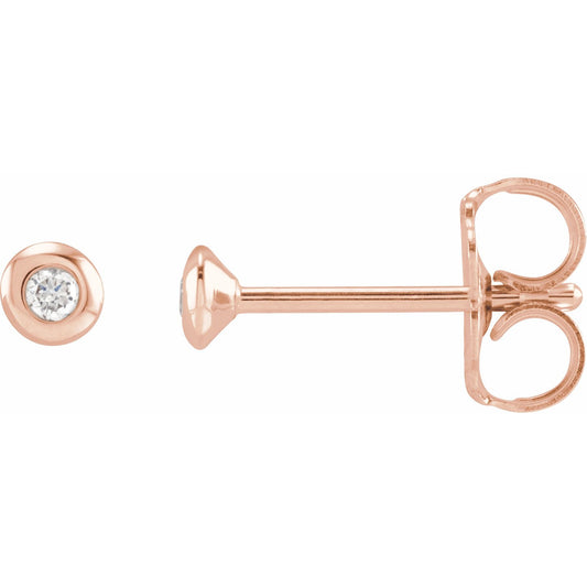 14K Rose .03 CTW Diamond Domed Bezel-Set Earrings