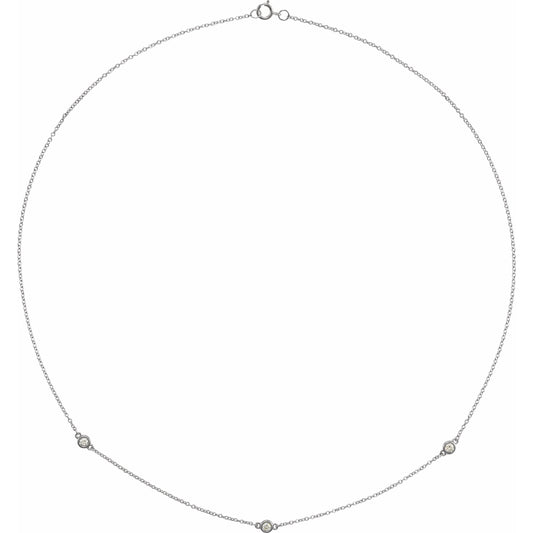 14K White 1/5 CTW Diamond 3-Station 18 Necklace