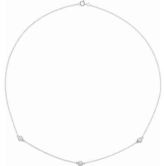 14K White 1/3 CTW Diamond 3-Station 18 Necklace