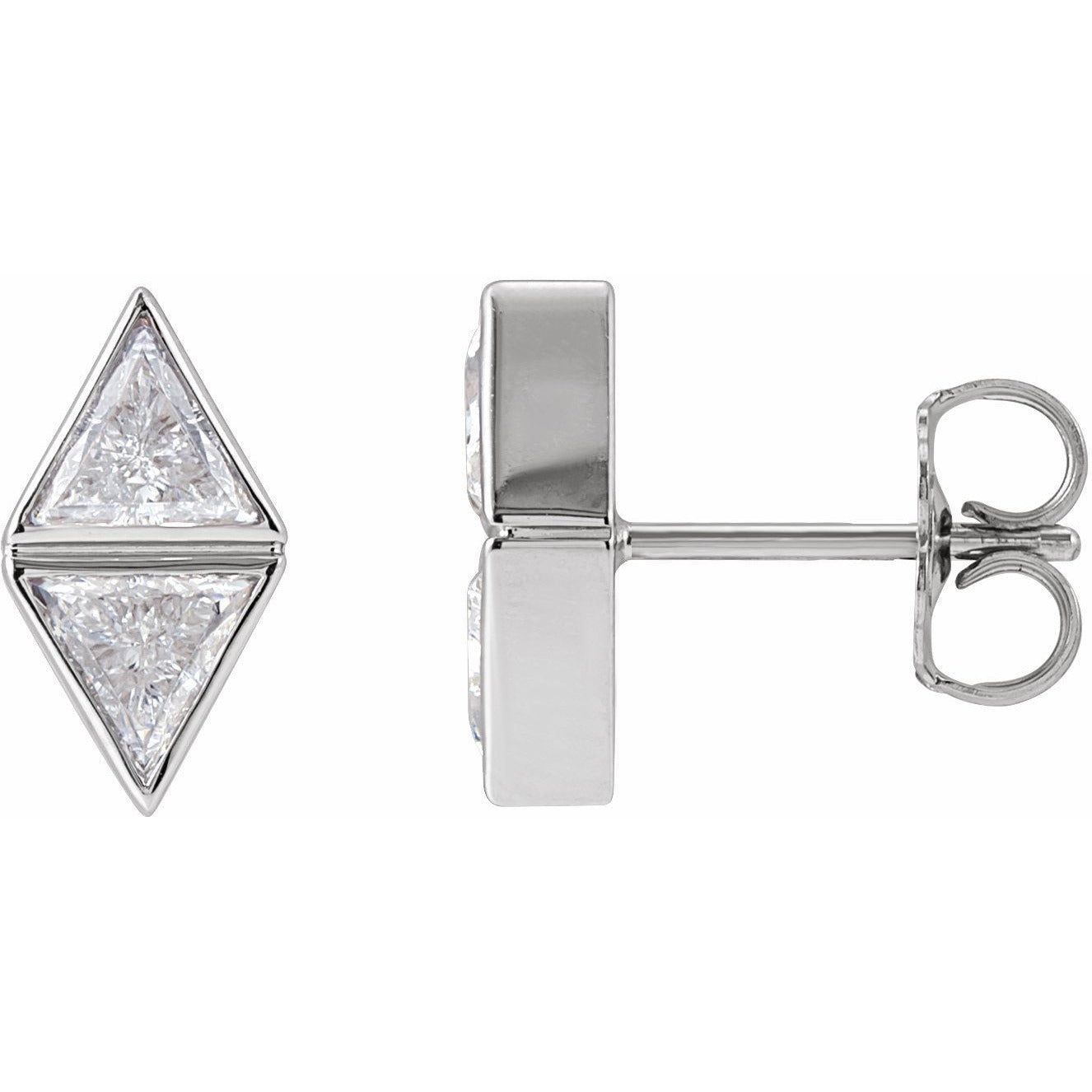 14K White 5/8 CTW Diamond Two-Stone Bezel-Set Earrings