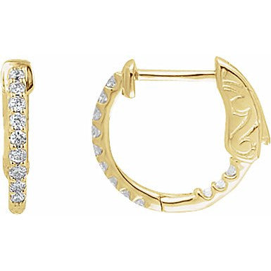 14K Yellow 1/4 CTW Diamond Inside-Outside 14.5 mm Hoop Earrings
