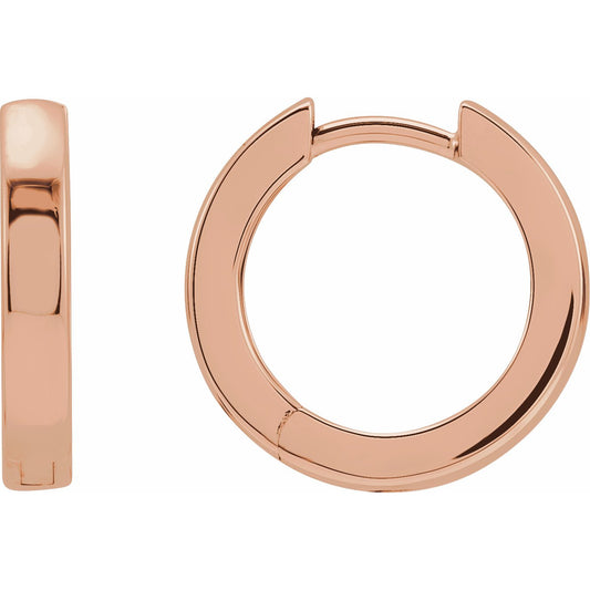 14K Rose 16 mm Hinged Hoop Earrings