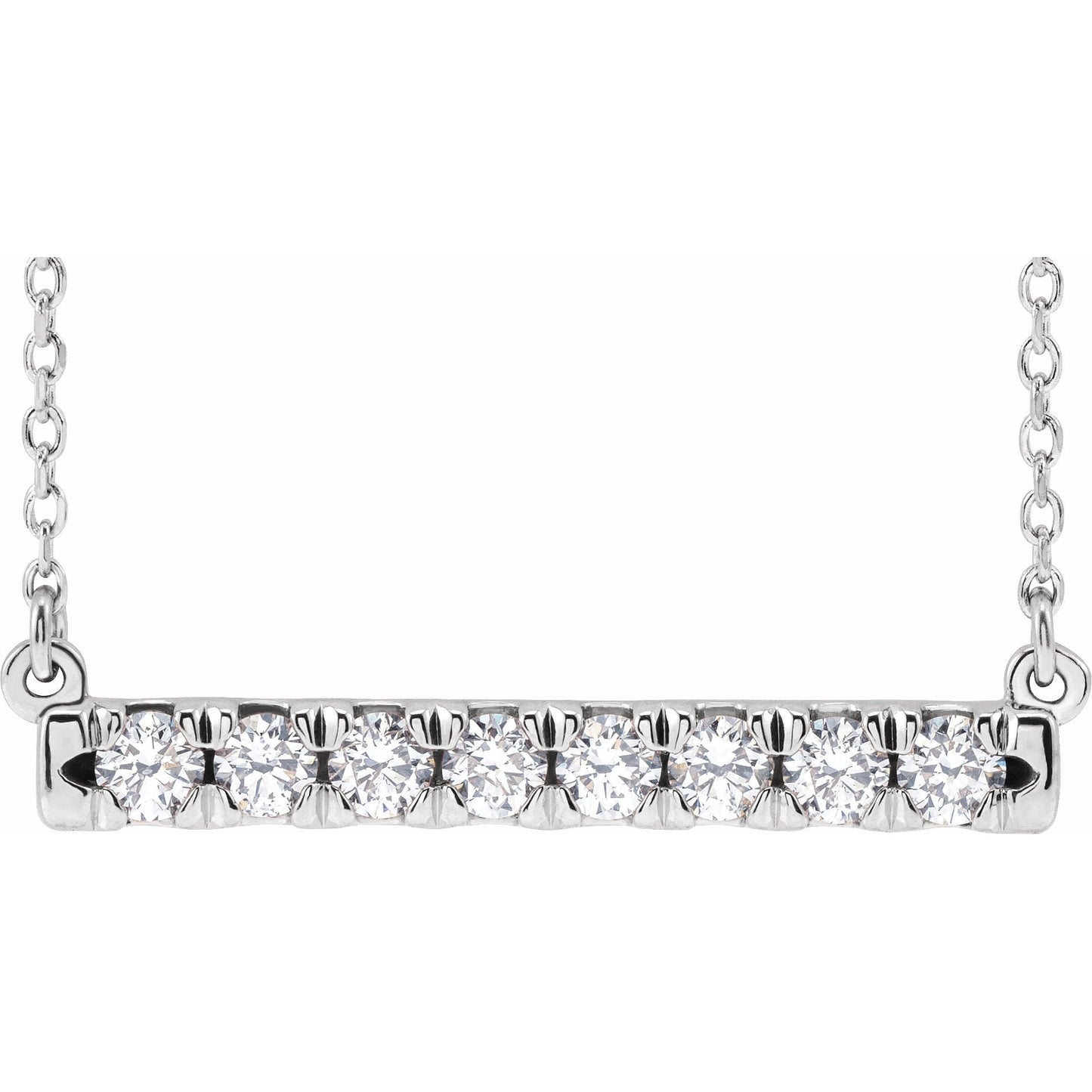 14K White 1/2 CTW Diamond French-Set Bar 18 Necklace
