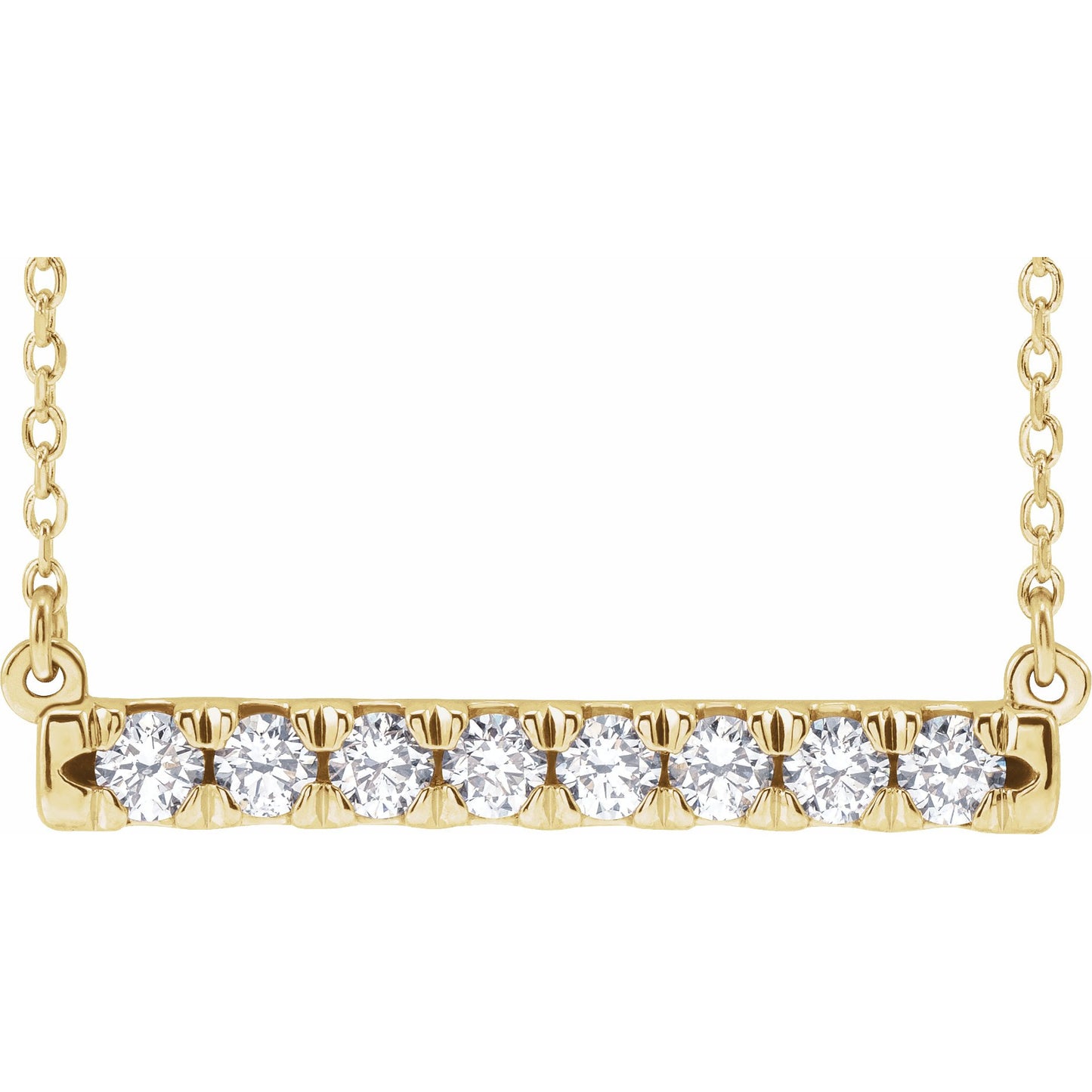 14K Yellow 1/2 CTW Diamond French-Set Bar 18 Necklace