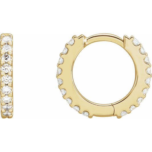 14K Yellow 1/3 CTW Diamond 12.6 mm Huggies