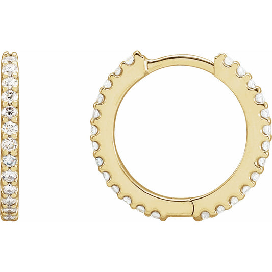 14K Yellow 1/2 CTW Diamond 16 mm Huggies