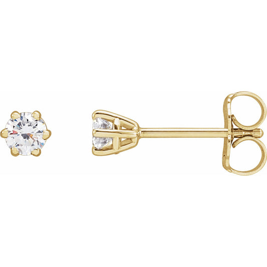 14K Yellow 3.2 mm I3 1/4 CTW Diamond 6-Prong Wire Basket Earrings