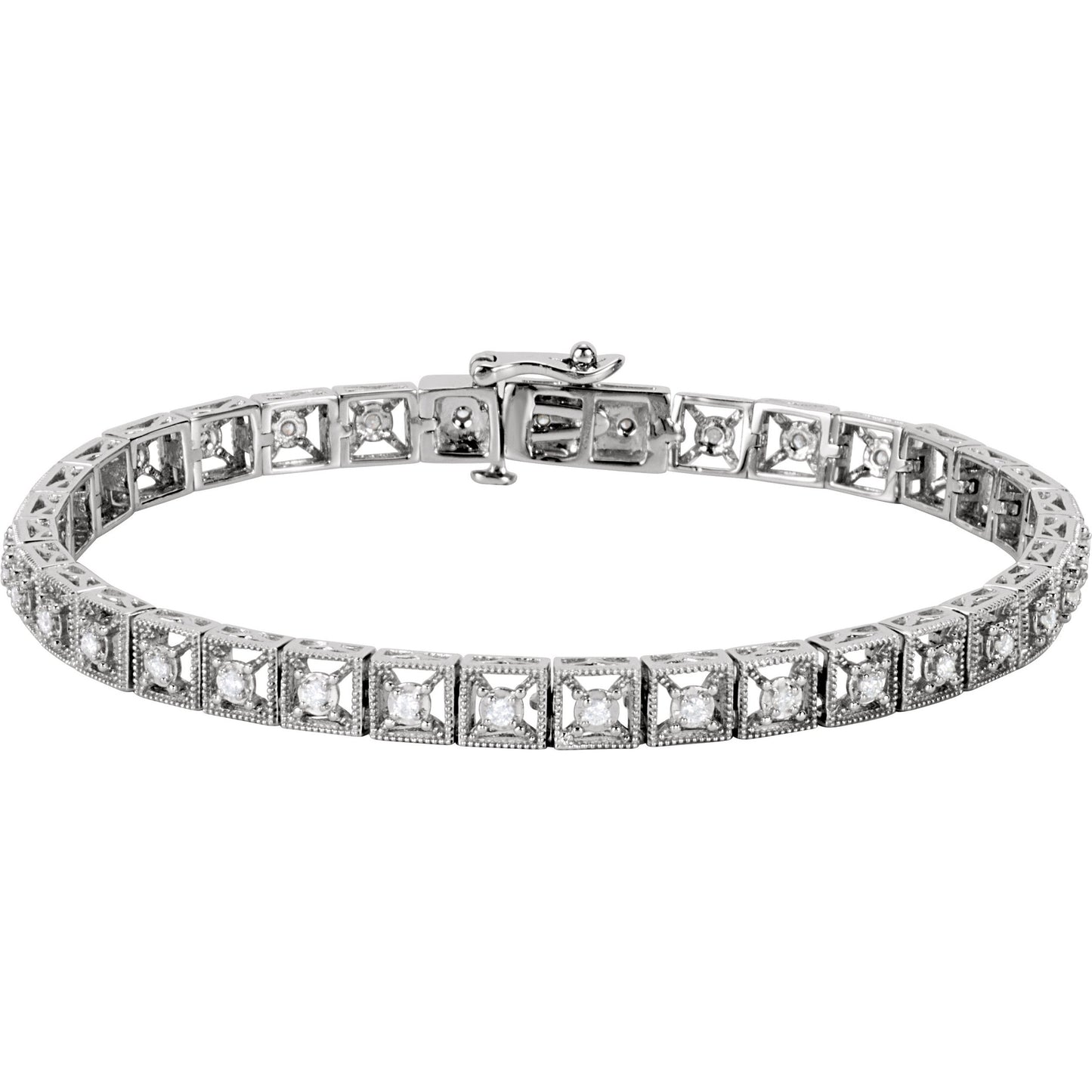 14K White 1/2 CTW Diamond Fashion Tennis 7 Bracelet