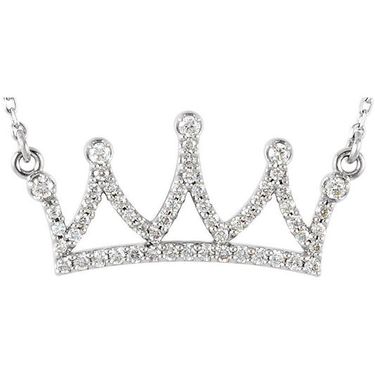 14K White 1/5 CTW Diamond Crown 16 1/2 Necklace