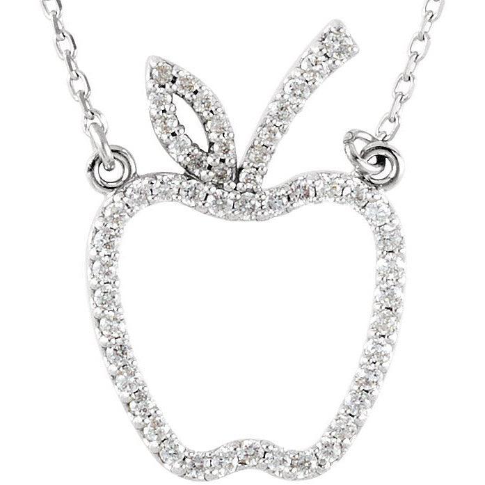 14K White 1/5 CTW Diamond Apple 16 Necklace