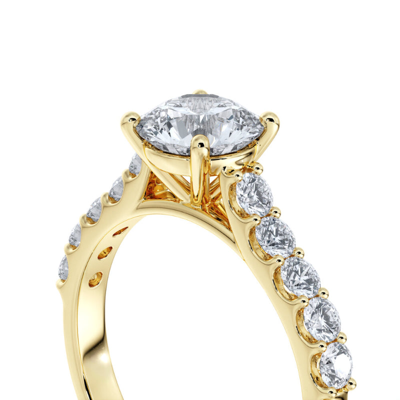 Sasha Primak Round 4-Prong Arched Cathedral Pave Ring