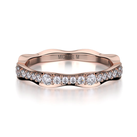 Michael M 18k Rose Gold Diamond Wedding Band