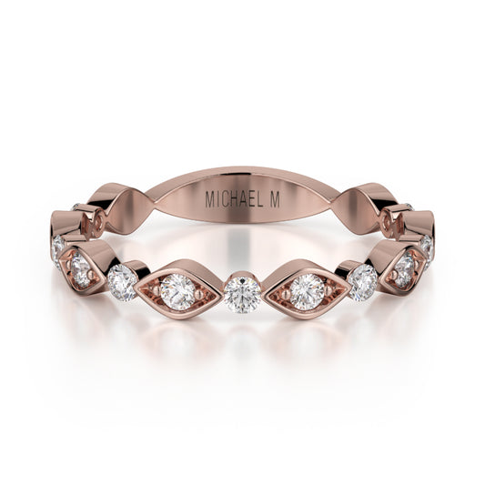 Michael M 18k Rose Gold Diamond Wedding Band