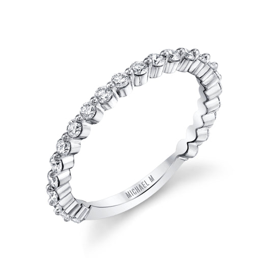 Michael M 18k White Gold Diamond Wedding Band