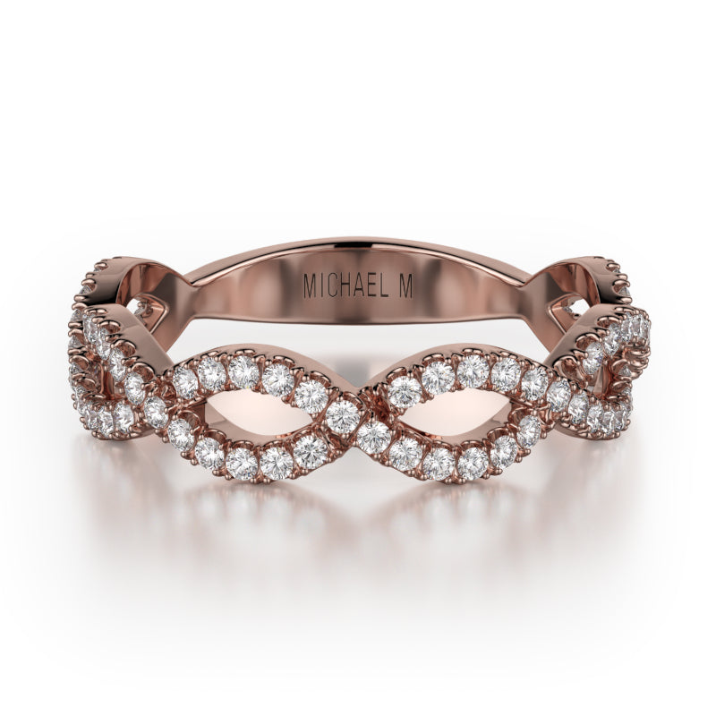 Michael M 18k Rose Gold Diamond Wedding Band