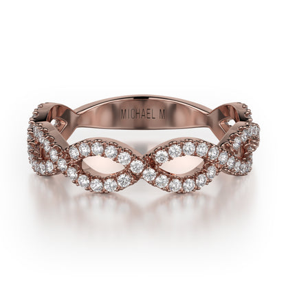 Michael M 18k Rose Gold Diamond Wedding Band