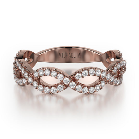 Michael M 18k Rose Gold Diamond Wedding Band