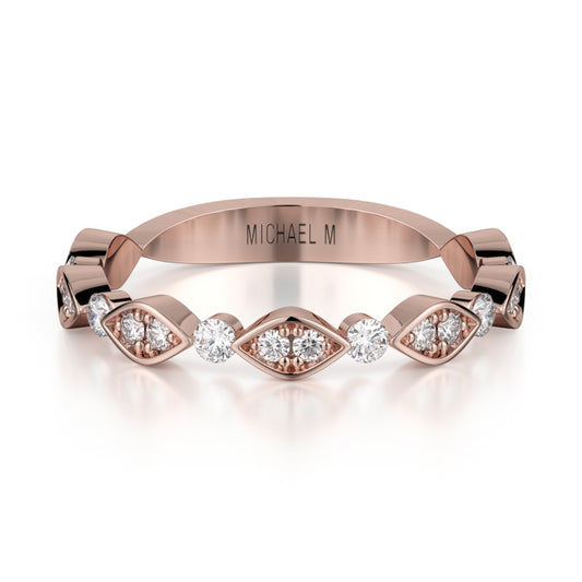 Michael M 18k Rose Gold Diamond Wedding Band