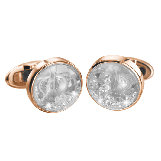 Royal Asscher The Solar Cufflinks In Rose Gold With Floating Diamonds