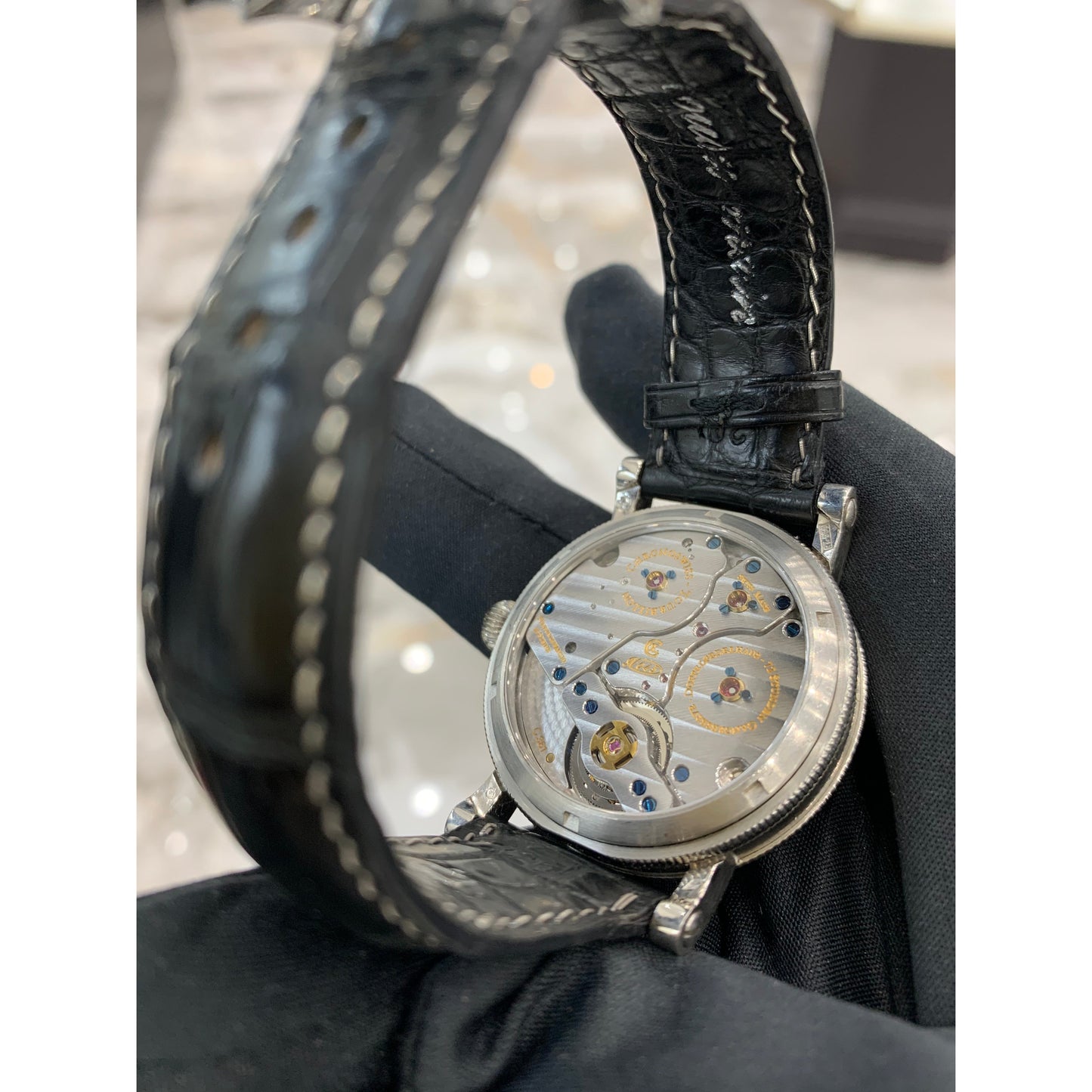 Chronoswiss Regulateur Tourbillon in Platinum on Black Leather Strap