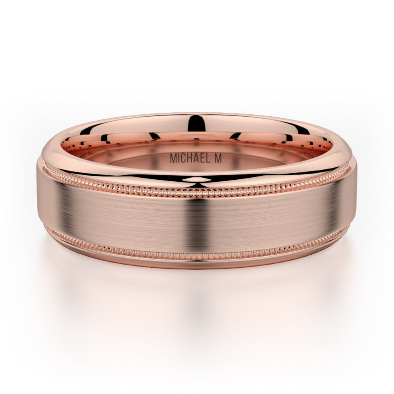 Michael M 18k Rose Gold Men's Wedding Band