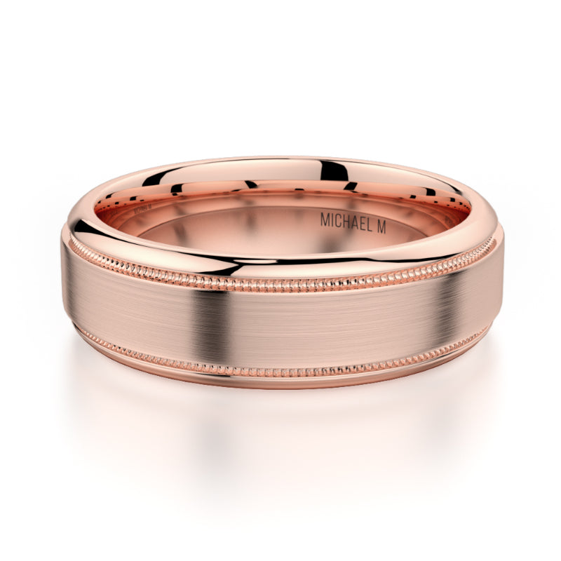 Michael M 18k Rose Gold Men's Wedding Band