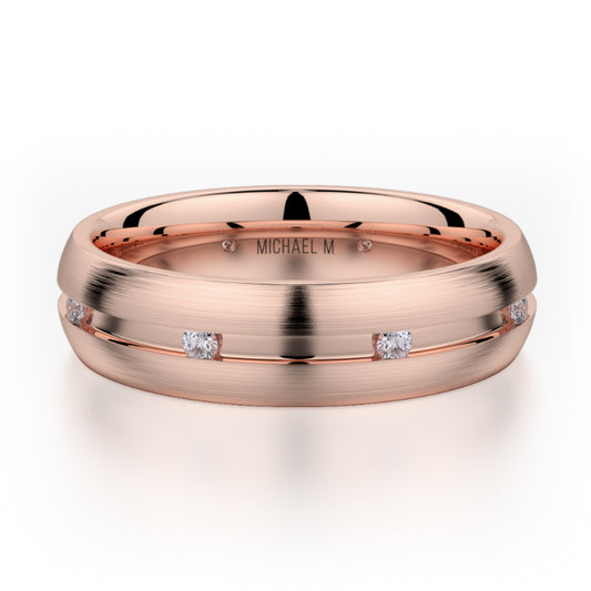 Michael M 18k Rose Gold Diamond Men's Wedding Band