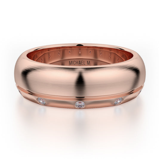 Michael M 18k Rose Gold Diamond Men's Wedding Band