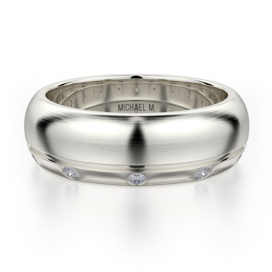 Michael M 18k White Gold Men's Wedding Band