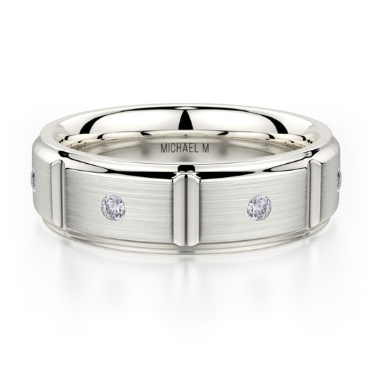 Michael M 18k White Gold Men's Wedding Band