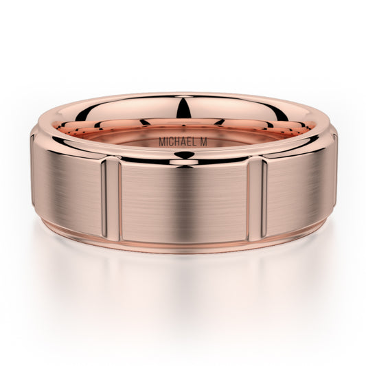 Michael M 18k Rose Gold Men's Wedding Band