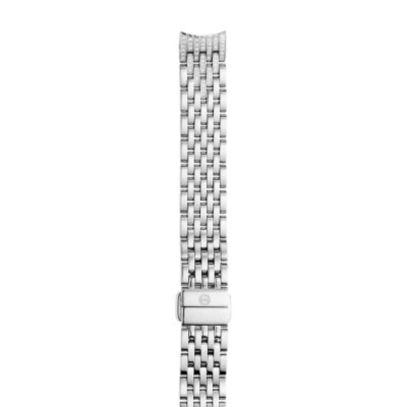 Michele 14mm Sidney Classic 7-Link Taper Stainless Steel Bracelet with Diamonds