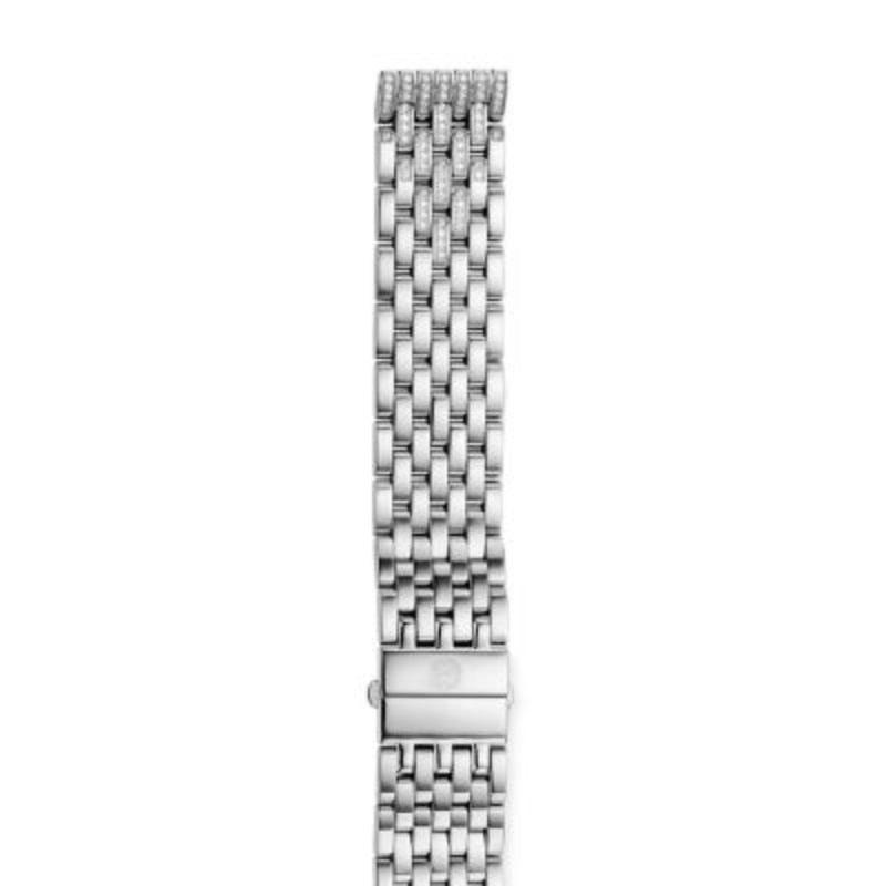 Michele 18mm Deco Seven-Link Taper Steel Bracelet with Diamonds