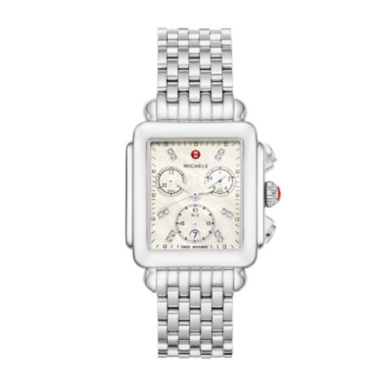 Michele Deco Stainless Diamond Dial Watch