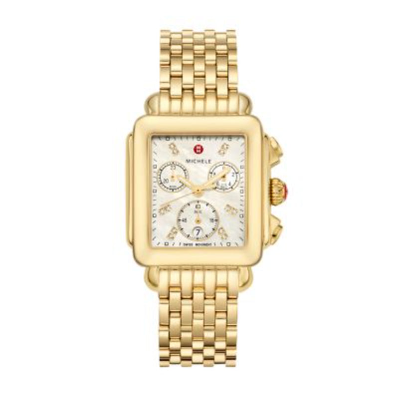 Michele Deco 18k Gold Diamond Dial Watch
