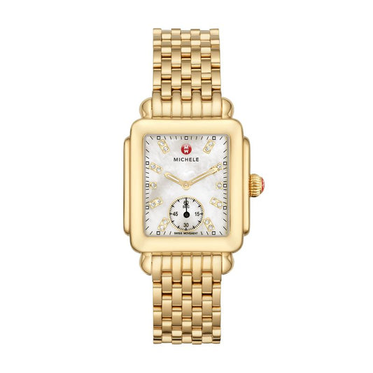 Michele Deco Mid Gold Diamond Dial Complete Watch