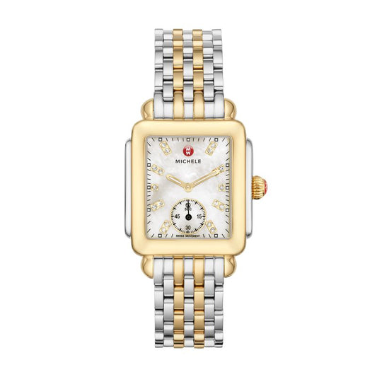 Michele Deco Mid Two-Tone Diamond Dial on Two-Tone Bracelet Complete Watch