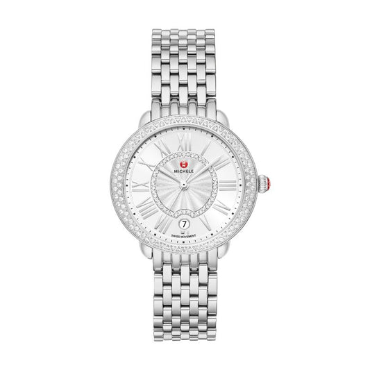 Michele Serein Mid Stainless-Steel Diamond Complete Watch