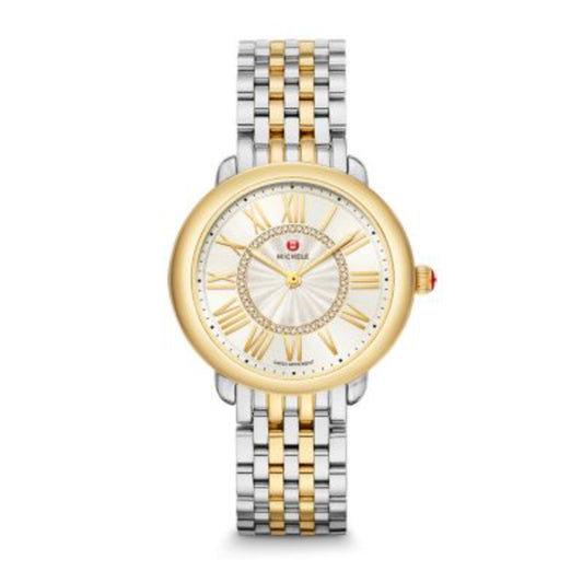 Michele Serein Mid Two-Tone 18K Gold Diamond Dial Watch