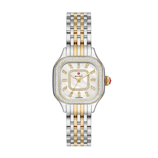 Michele Meggie Diamond Yellow Gold and Stainless Diamond Dial Watch