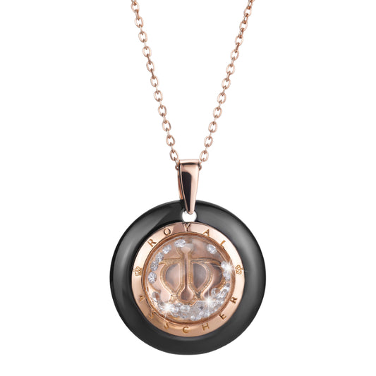 Royal Asscher The Stellar Black Ceramic And Rose Gold Pendant With Floating Diamonds