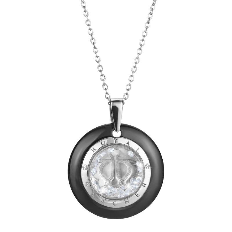 Royal Asscher The Stellar Black Ceramic And White Gold Pendant With Floating Diamonds