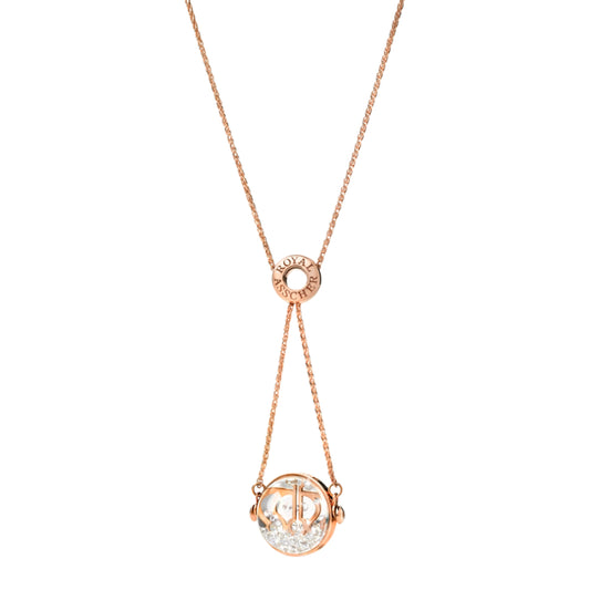 Royal Asscher Aurora Necklace In Rose Gold. Floating Diamonds In Small Globe