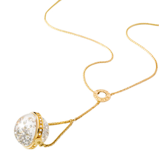 Royal Asscher The Lyra Necklace In Yellow Gold With Floating Diamonds Small Globe