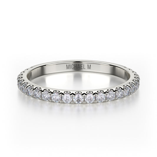 Michael M 18k White Gold Diamond Wedding Band