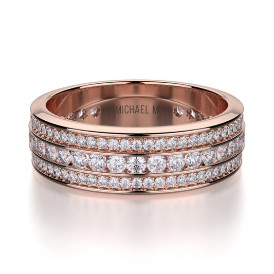 Michael M 18k Rose Gold Diamond Wedding Band