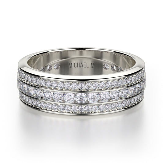 Michael M 18k White Gold Diamond Wedding Band