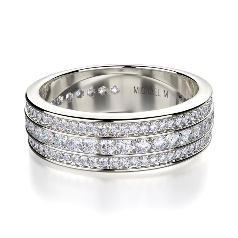 Michael M 18k White Gold Diamond Wedding Band